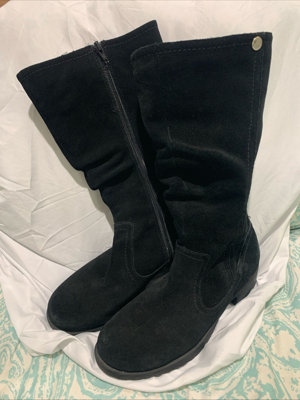 Worthington Black Suede Mid-Calf Heeled Boots